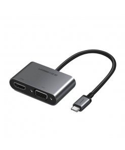 מתאם 2 חיבורים HDMI ו VGA נקבה ל Type-C זכר איכות 4K יוגרין UGREEN 50505