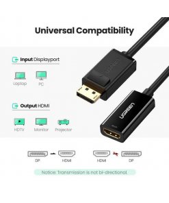 מתאם DP זכר ל HDMI נקבה איכות 4K אורך הכבל 0.25 מטר יוגרין UGREEN 40363 (3)